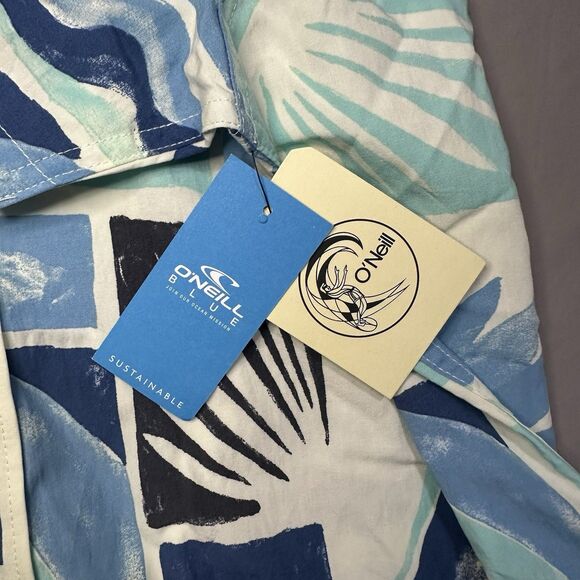 NWT O’Neill Shirt Button Up Men’s 2XL Blue Short Sleeve Eco Floral Hawaiian - Picture 5 of 11